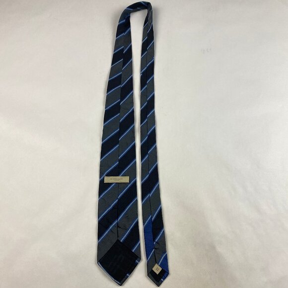 Burberry London Black Blue and Gray 100% Silk Striped Tie - Picture 3 of 11